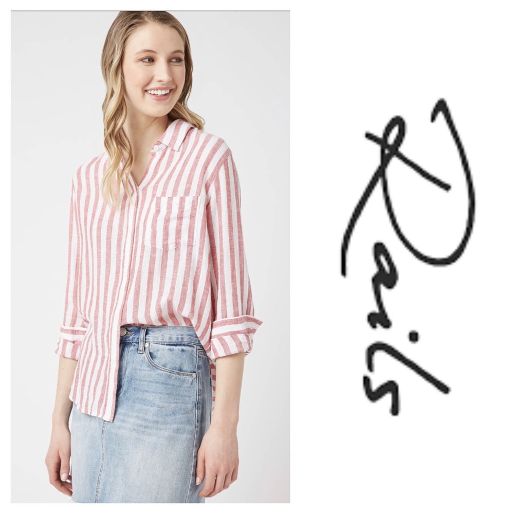 Rails Charli Carmine Stripe Button Down Shirt (XS)